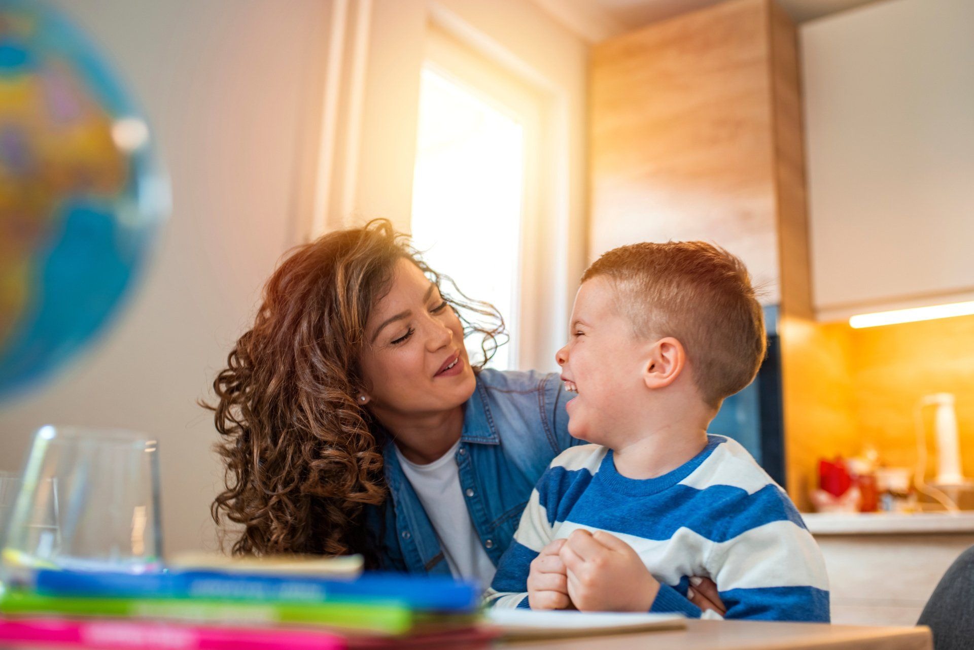 woman in a classroom with happy